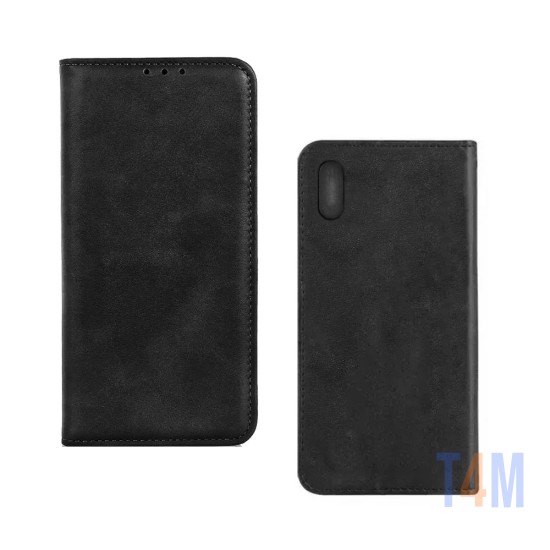 Leather Flip Cover with Internal Pocket For Xiaomi Redmi 9a Black